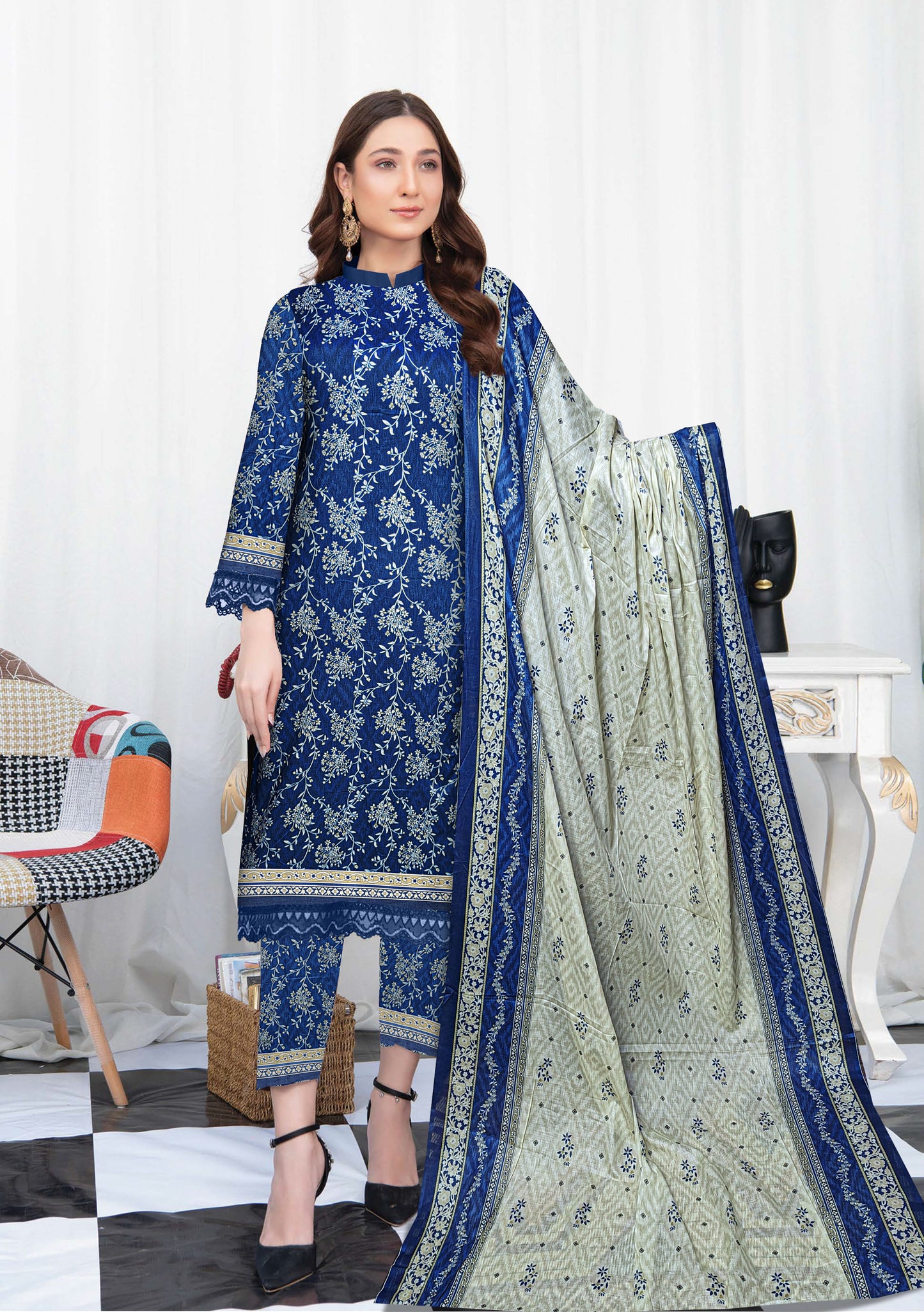 Summer End Sale 3-Piece premium unstitched lawn suit with lawn printed Dupatta(Unstitched)