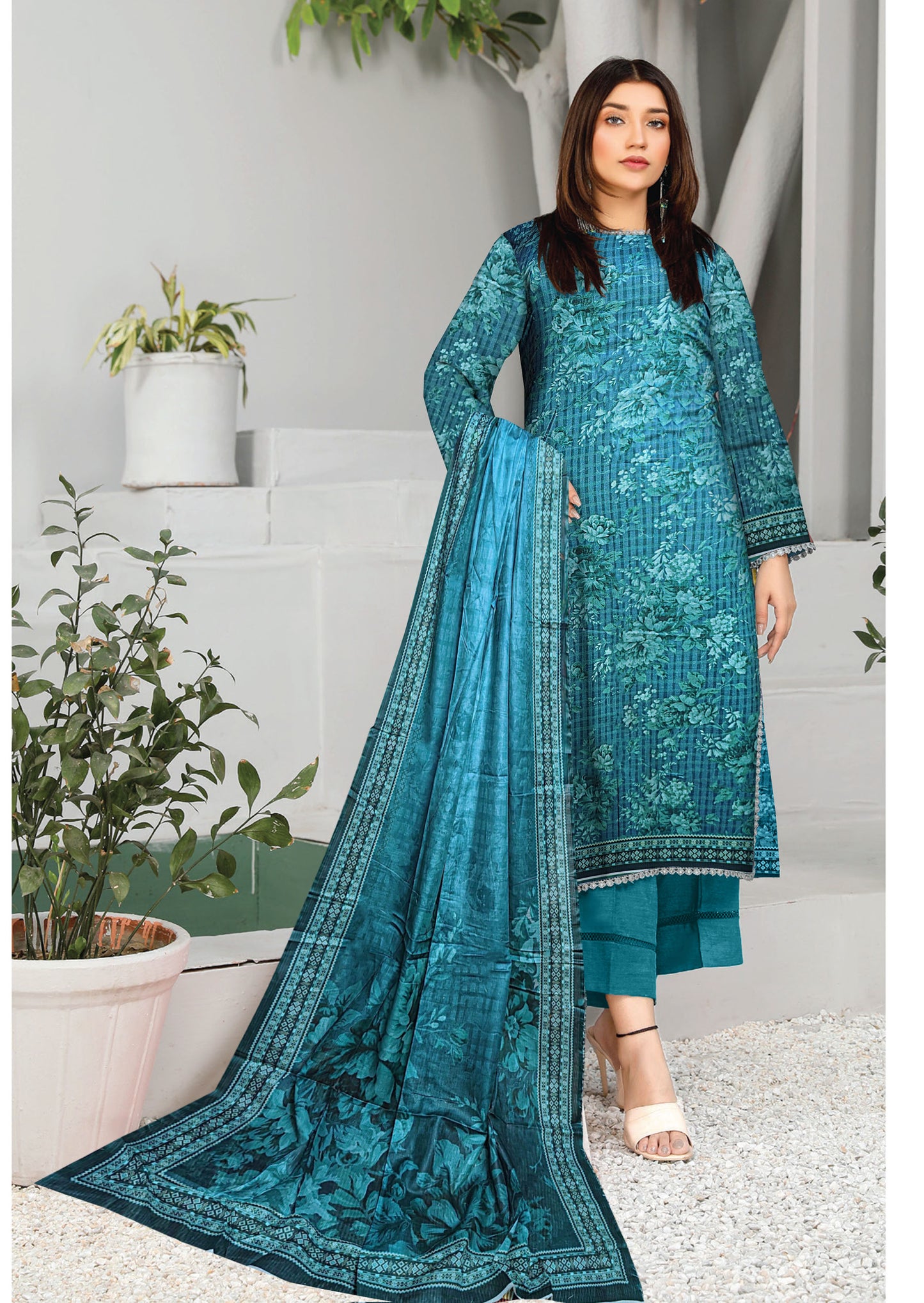 Summer End Sale 3-PC Premium pure lawn digital printed lawn shirt & dupatta(Unstitched)