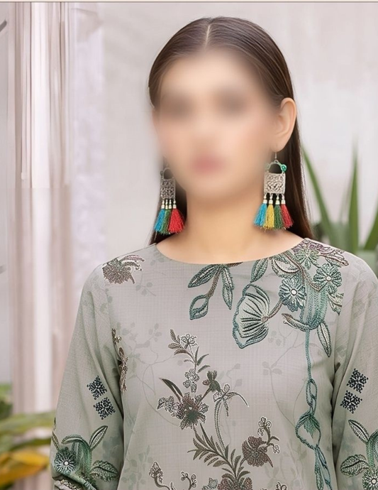 Soft Air Jet Lawn Summer Suit with Floral Print – Unstitched