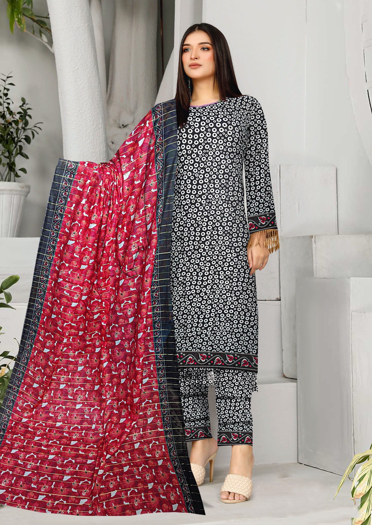 3-Piece Premium pure lawn digital printed shirt with Lawn dupatta(Unstitched)