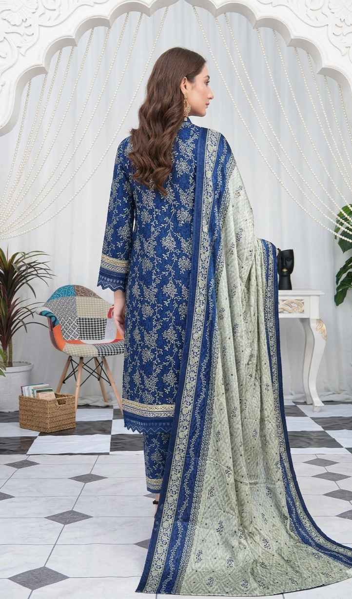 3-Piece Premium unstitched Lawn suit with Lawn printed Dupatta(Unstitched)