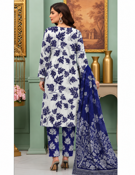 Trendy Digital All Over Print 3 Piece Lawn Suit with Voile Dupatta