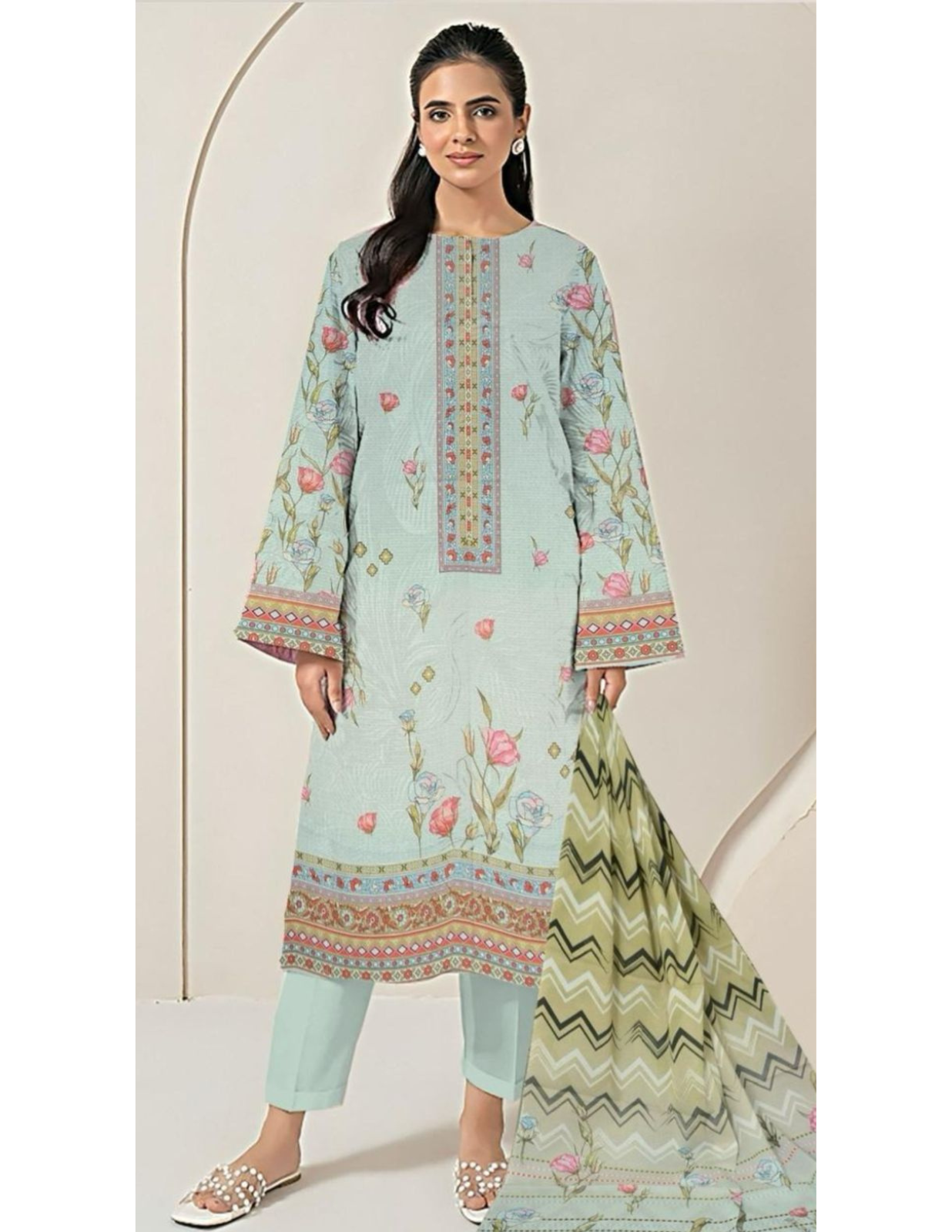 Designer Style 3-Piece Digital Printed Bana Dora Lawn Suit