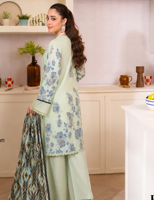 Premium 3 Piece Digital Printed Lawn Collection with Elegant Voile Dupatta