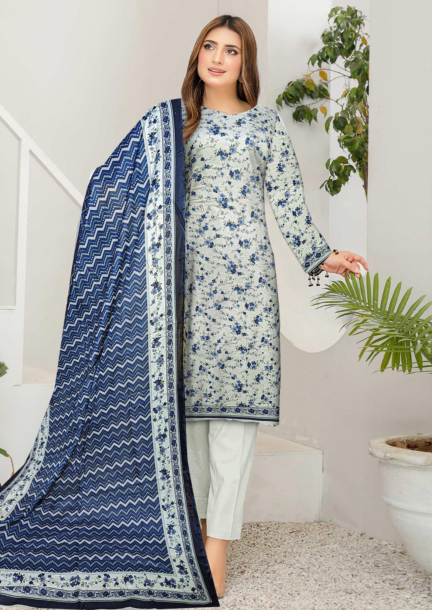3-Piece premium unstitched lawn suit with lawn printed Dupatta(Unstitched)