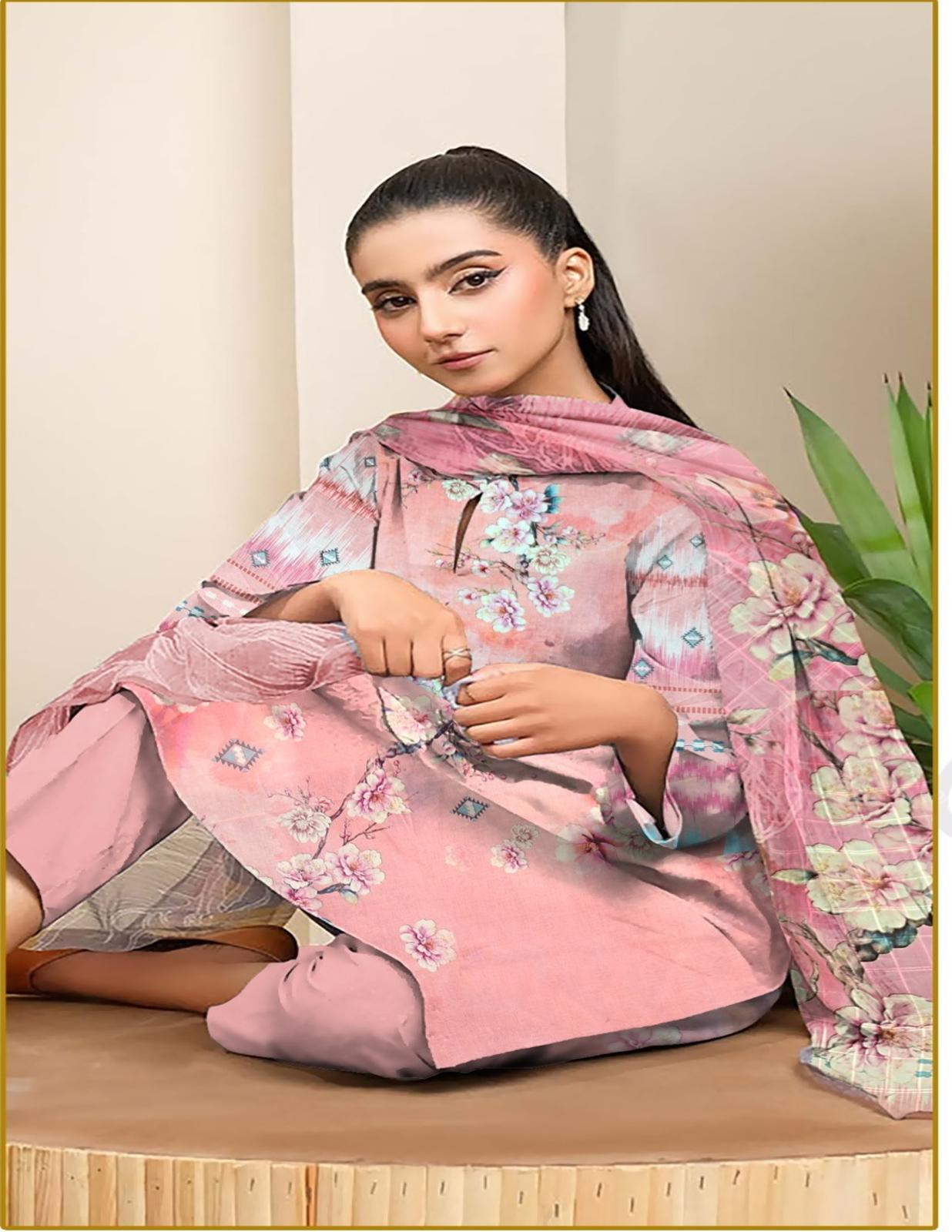 Bonanza Premium Digital Printed Lawn Suit(Unstitched) 3 pcs