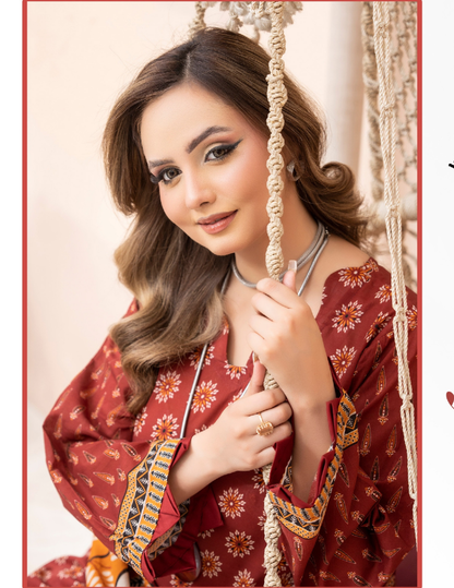 Premium 3 Pc Lawn Suit – Modern Digital  Branded Collection