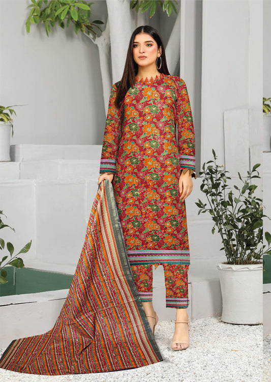 3-piece Premium lawn suit with Lawn Dupatta(Unstitched)
