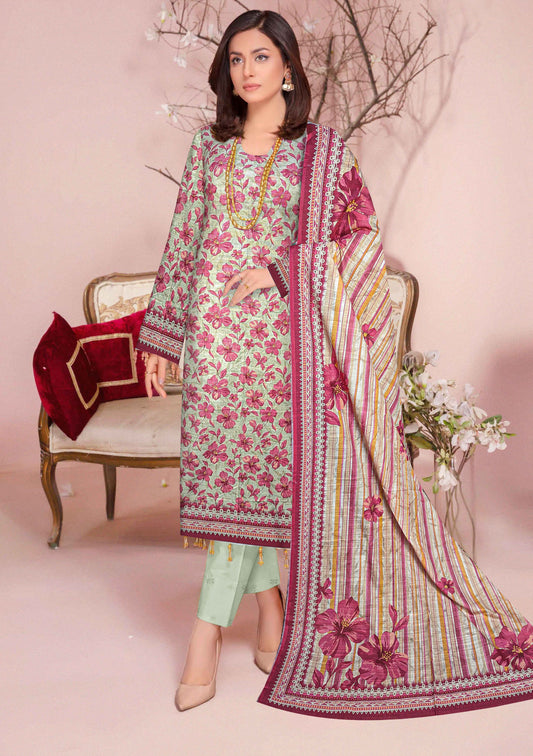 3-Pc Printed Khaddar Unstitched Suit With khadar Dupata(Premium Winter Collection)