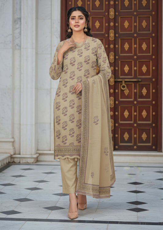 Elegant Printed Lawn 3 Piece Suit with Lawn Dupata