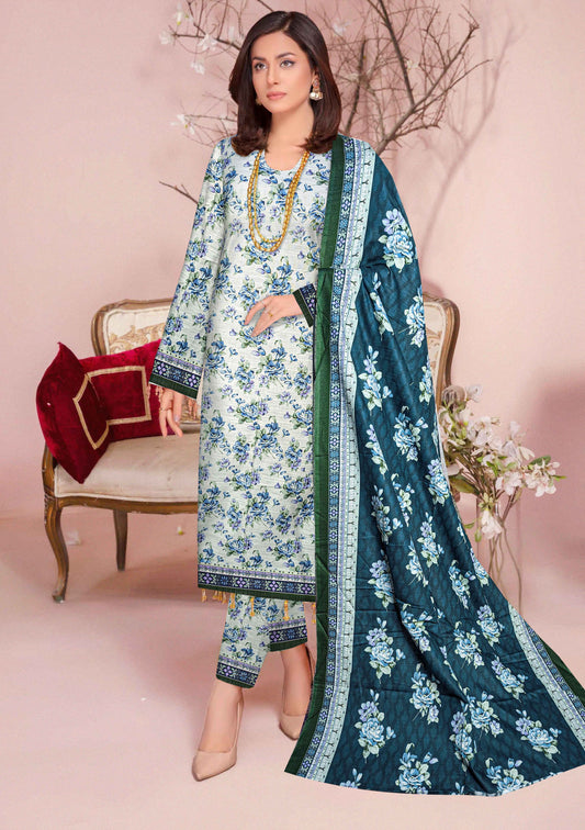 3-Pc Printed Khaddar Unstitched Suit With khadar Dupata(Premium Winter Collection)
