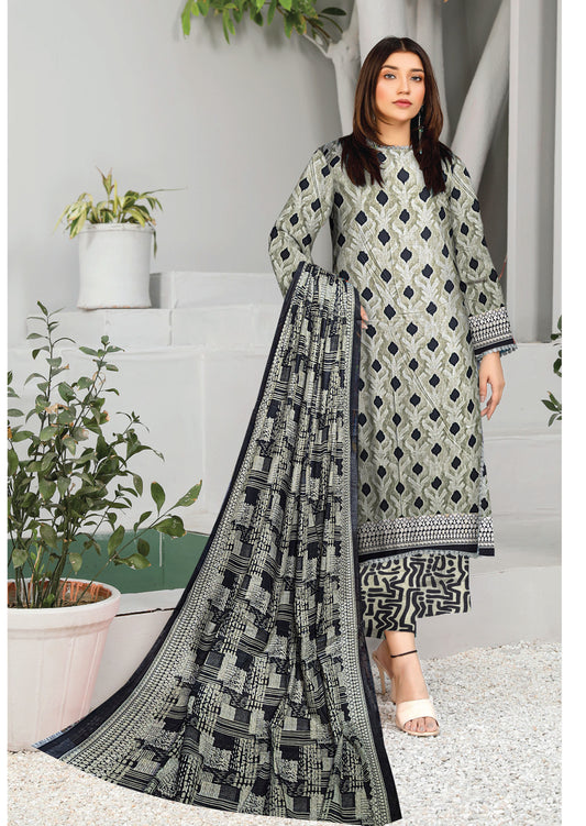 3-Piece Premium black motif pure lawn digital printed lawn shirt & Dupatta(Unstitched)
