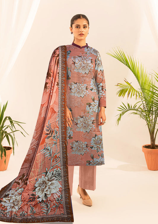 Summer End Sale 3-PC Premium peach pinkish shades pure digital printed lawn shirt & Dupatta(Unstitched)