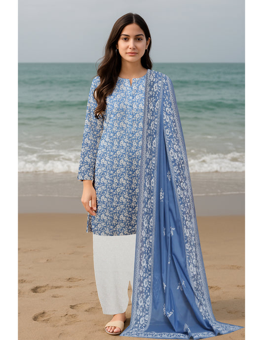 3-piece Premium Aqua beach Digital printed Lawn suit (Unstitched)