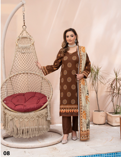 Luxury Printed 3 Pc Lawn Suit – Premium Branded Contemporary Collection