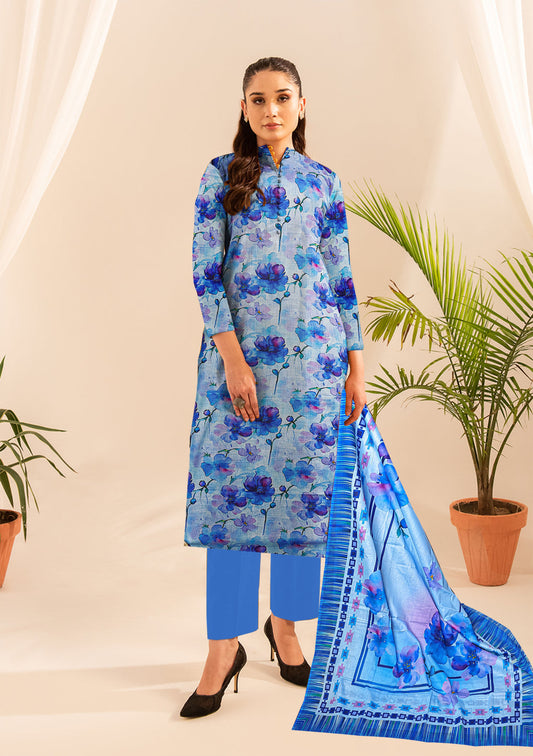 Summer End Sale 3-Piece Premium purple floral pure lawn digital printed lawn shirt & Dupatta(Unstitched)