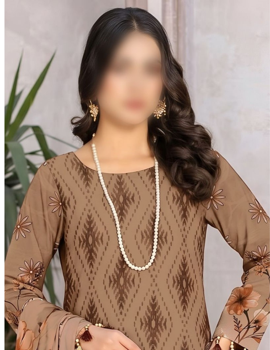Luxury Air Jet Lawn Shirt with Printed Dupatta & Trouser – Unstitched
