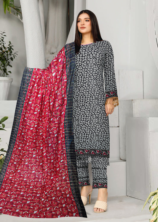 3-Piece Premium pure lawn digital printed shirt with Lawn dupatta(Unstitched)