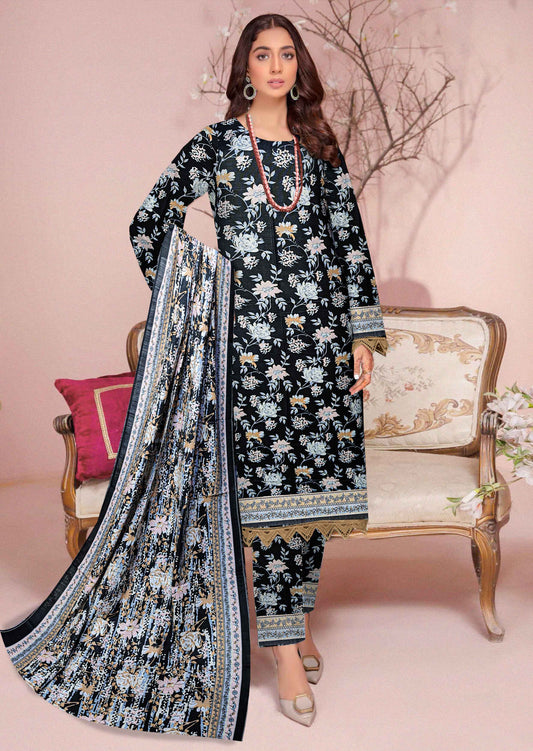 3-Pc Printed Khaddar Unstitched Suit With khadar Dupata(Premium Winter Collection)