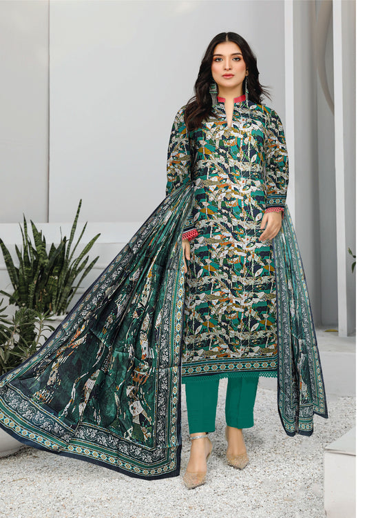 Summer End Sale 3-Pc Premium printed lawn suit with lawn dupata unstiched