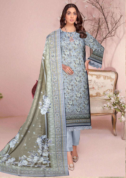 3-Pc Printed Khaddar Unstitched Suit With khadar Dupata(Premium Winter Collection)