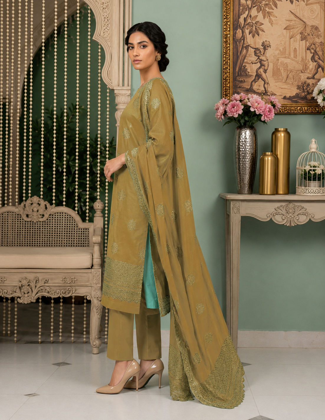 Premium Banadora Embroidered 3-Piece Unstitched Suit |Eid Special