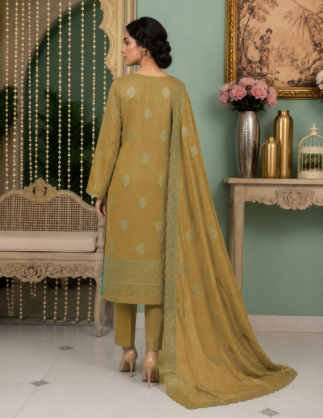 Premium Banadora Embroidered 3-Piece Unstitched Suit |Eid Special