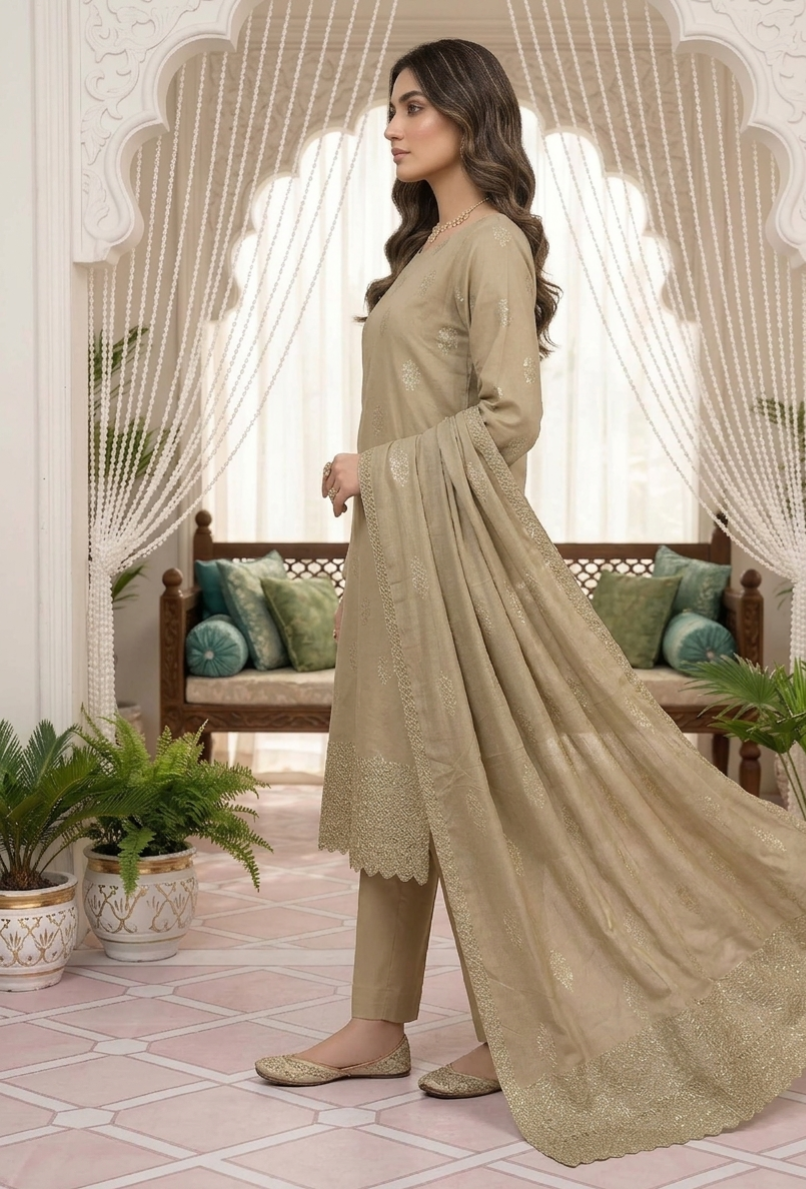 Premium Banadora Embroidered 3-Piece Unstitched Suit |Eid Special