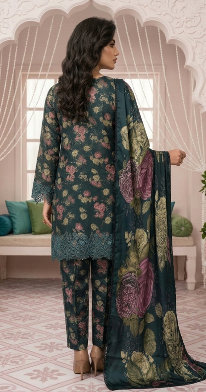 Premium Embroidery 3 Piece Unstitched Suit