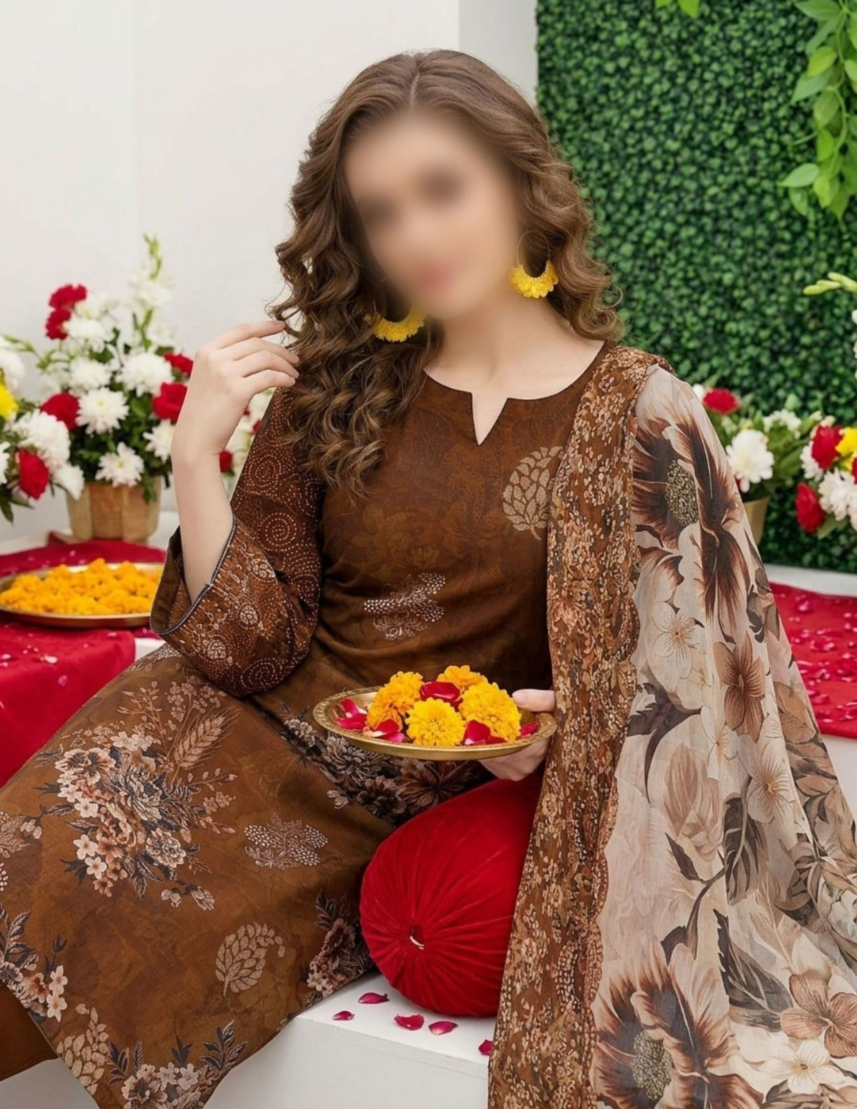 Elegant 3PC Slub Lawn Ensemble (Unstitched)