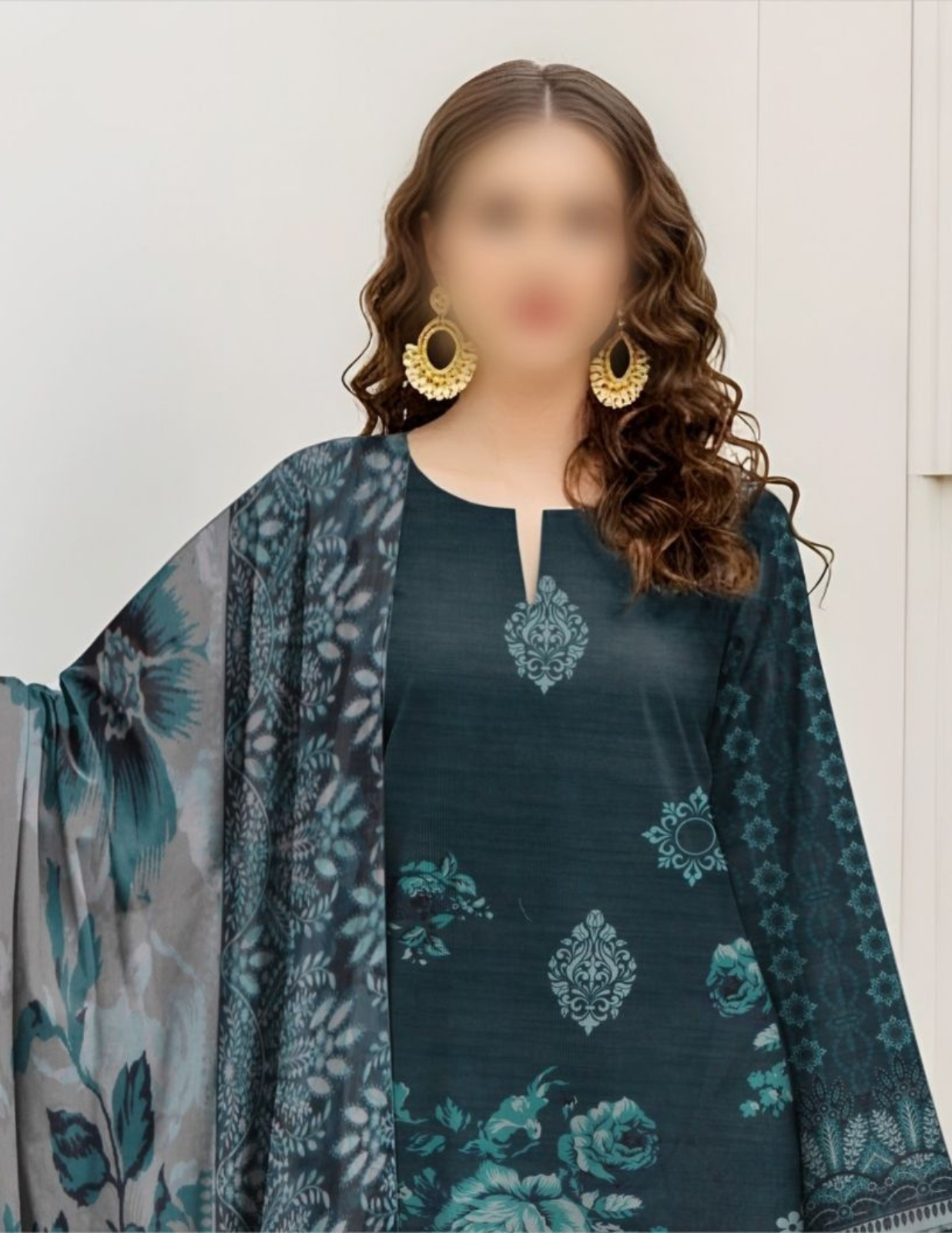 Premium Slub Lawn Suit with Voil Dupatta (Unstitched)