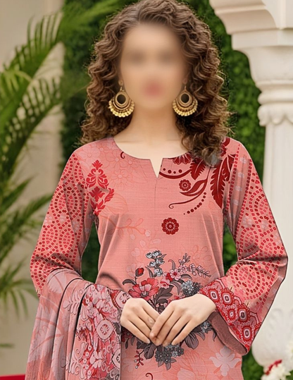 Designer Printed Lawn 3 Piece Suit (Unstitched)