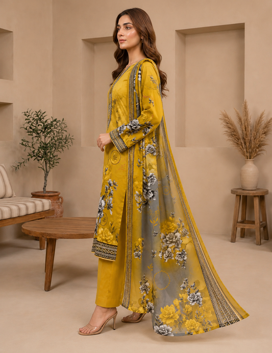 Digital Lawn Printed 3-Piece Unstitched Suit