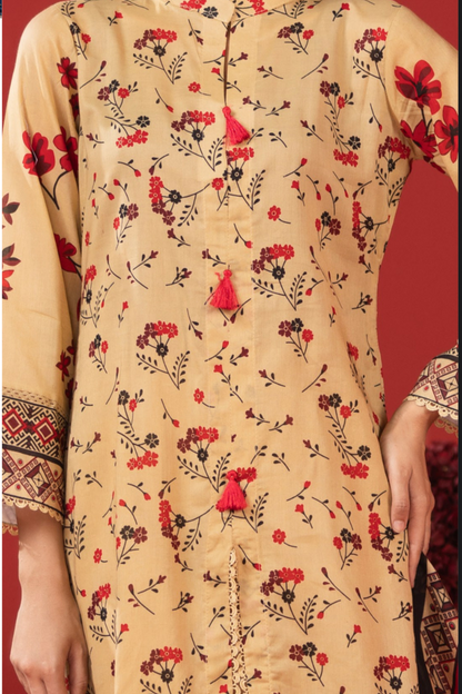 3-piece premium unstitched-lawn suit-aqua skin