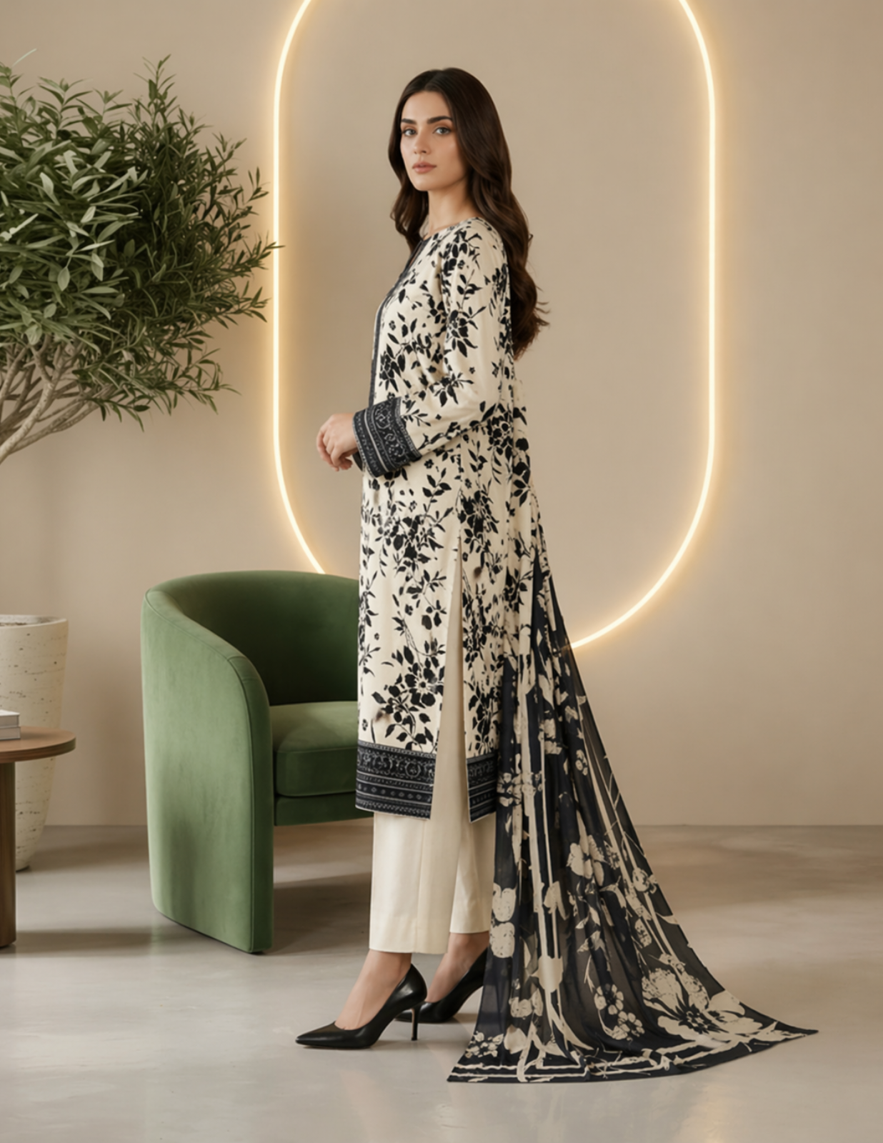 Elegant 3 Piece Printed Civic Lawn Suit with Dupatta