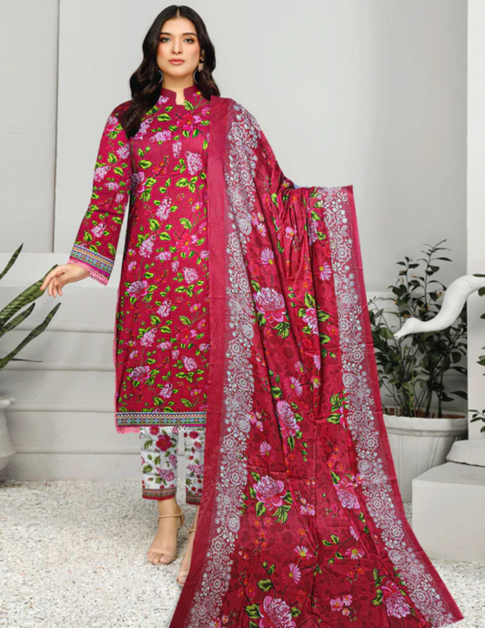 3-Piece Lawn Suit – Shirt, Trouser & Dupatta