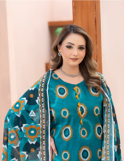 3 Pc Premium Lawn Suit – Classy Digital Printed Unstitched Collection