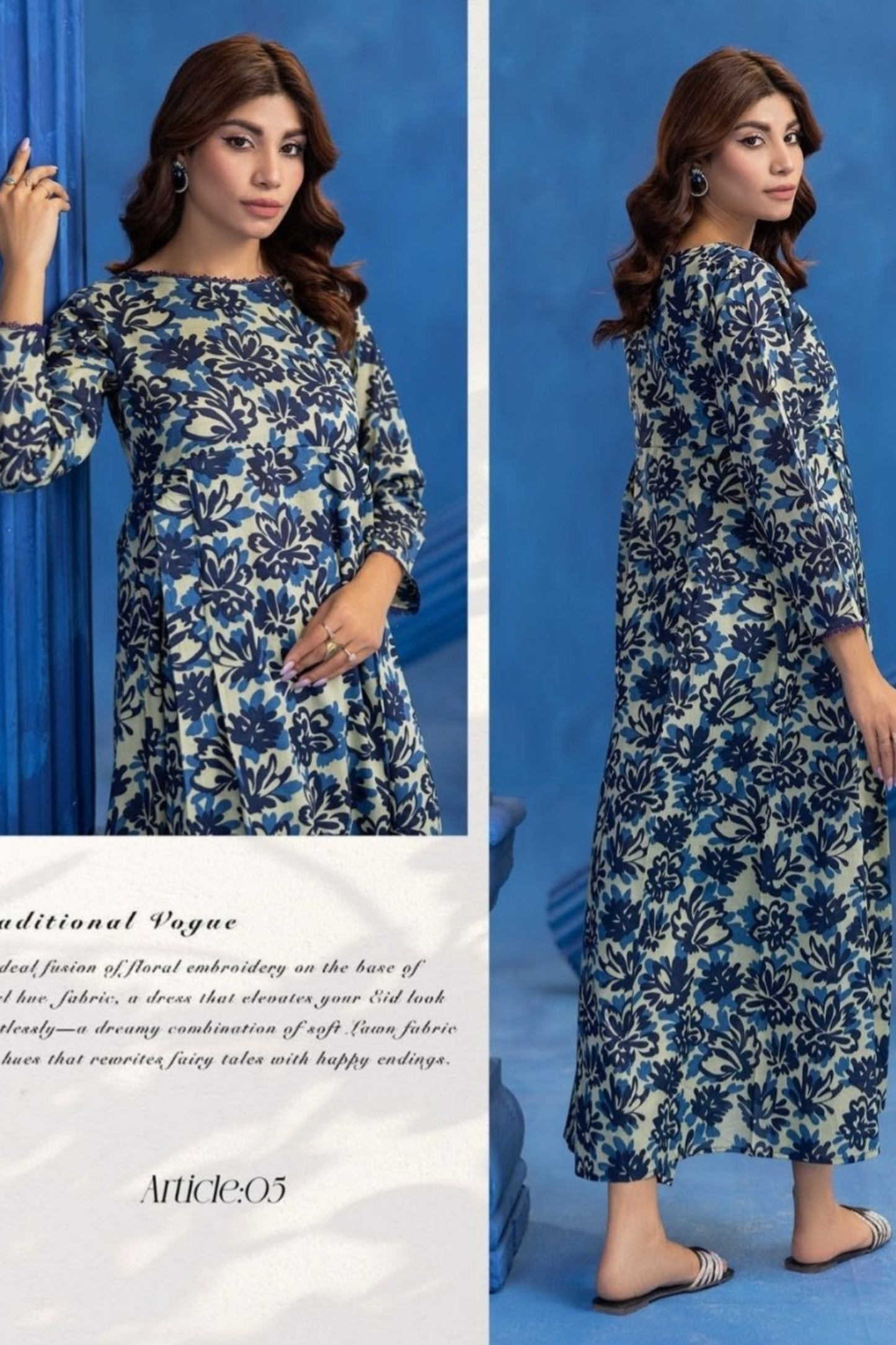 2-Piece Cream Floral-Unstitched Lawn Suit