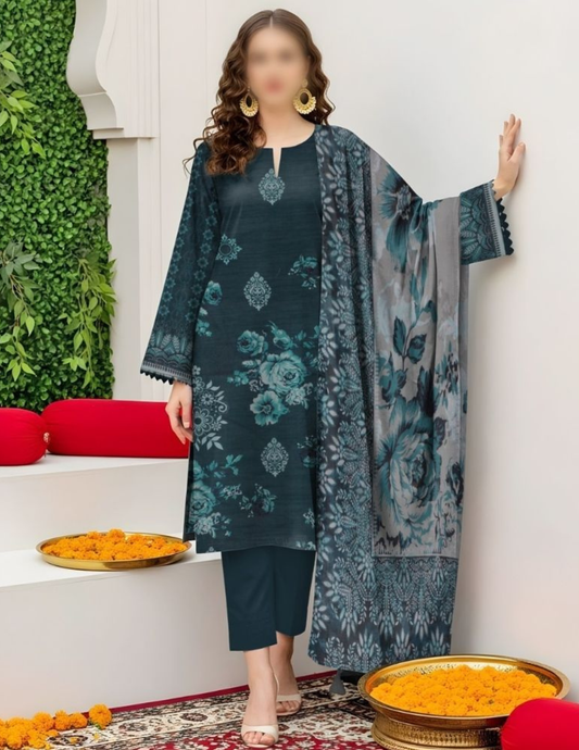 Premium Slub Lawn Suit with Voil Dupatta (Unstitched)