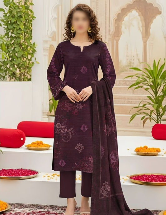 Luxury Lawn Suit with Printed Dupatta (Unstitched)