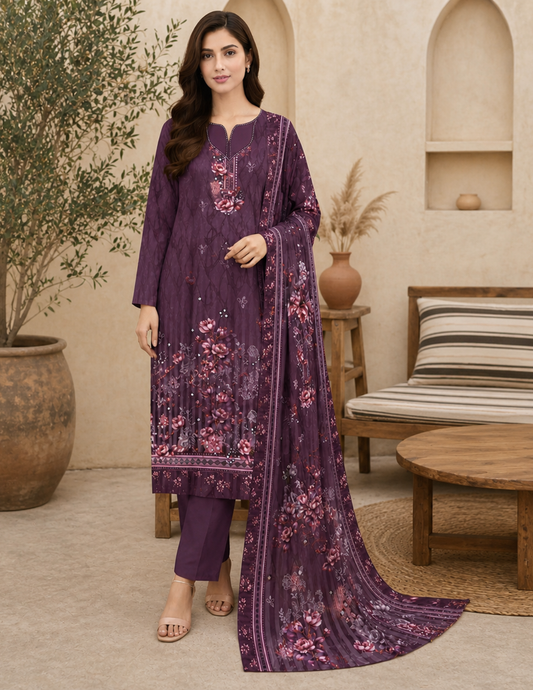 Digital Lawn Printed 3-Piece Unstitched Suit