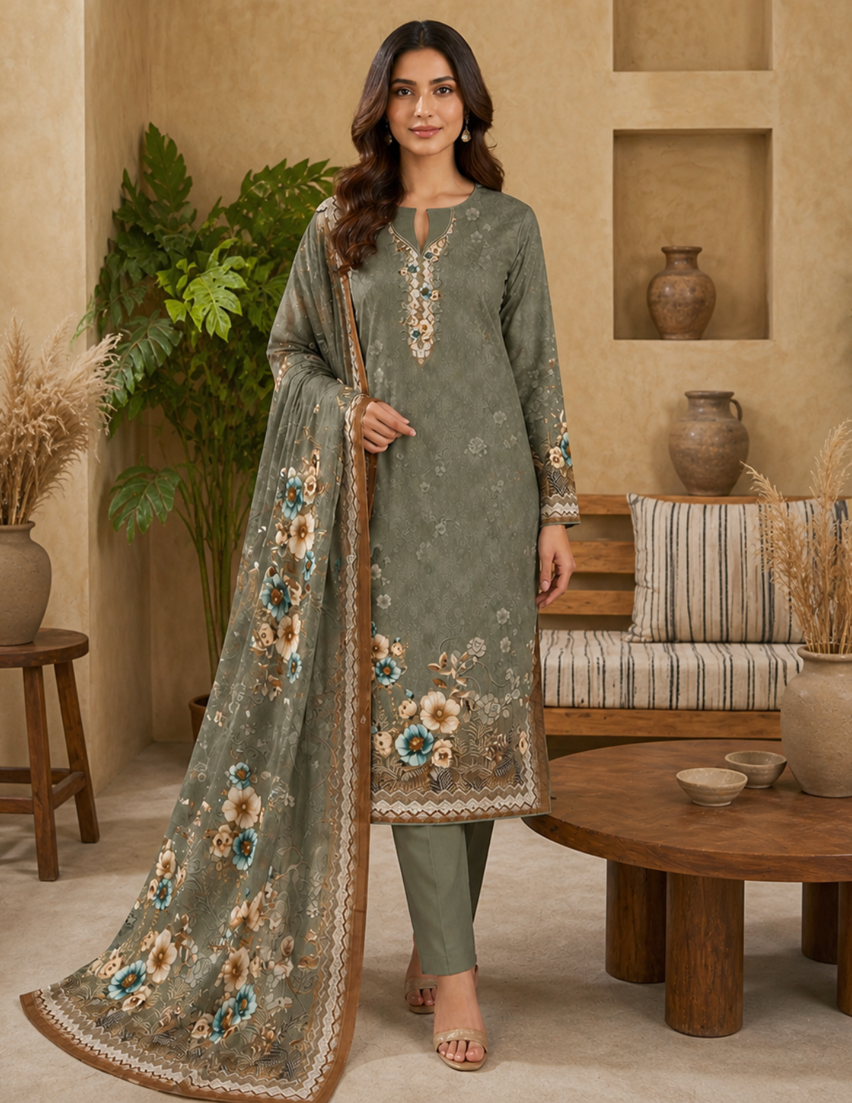 Digital Lawn Printed 3-Piece Unstitched Suit