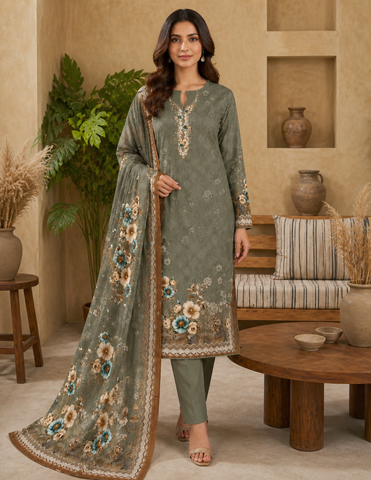 Digital Lawn Printed 3-Piece Unstitched Suit