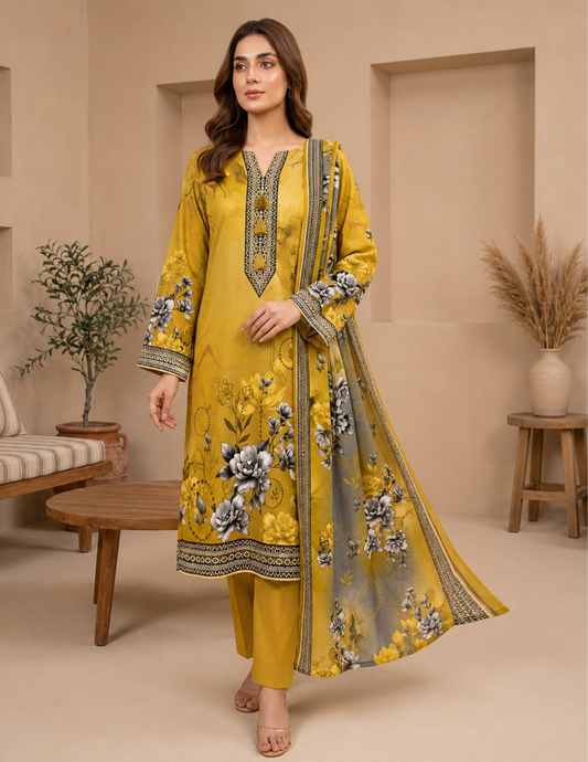 Digital Lawn Printed 3-Piece Unstitched Suit