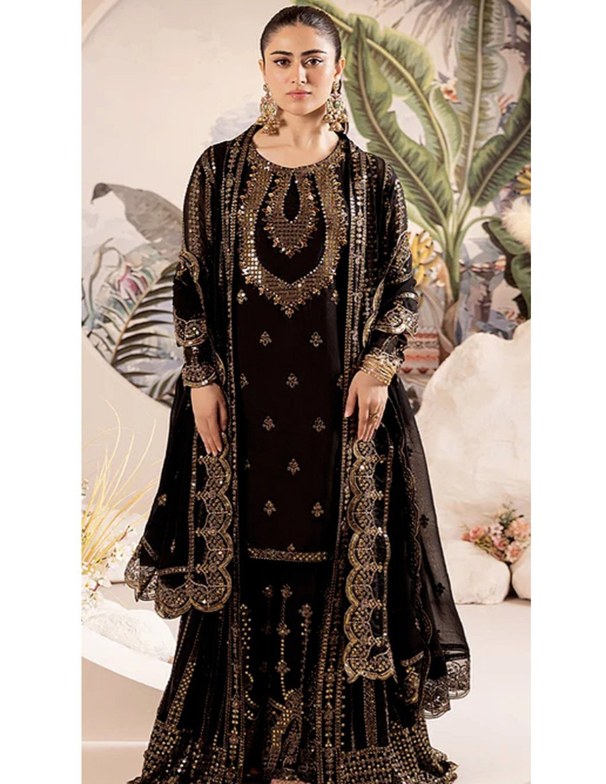 Premium Unstitched 3PC Embroidered Lawn Suit with Bamber Chiffon Dupatta