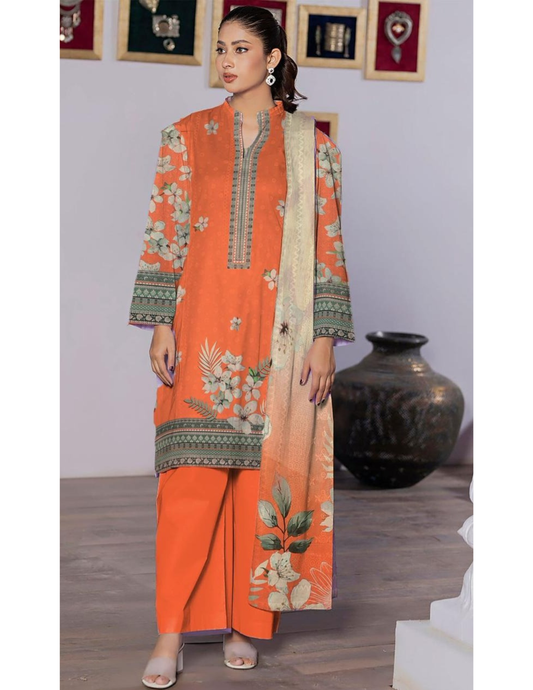 Elevate Your Look – Premium 3-Pc Digital Printed Bana Dora Set