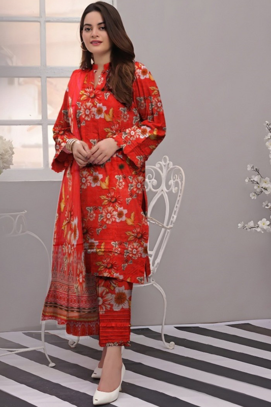 3-Piece Premium Bana Dora(Unstitched) Lawn suit