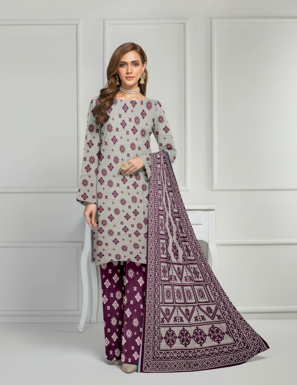 Luxury 3-Pc Bana Dora Printed Outfit