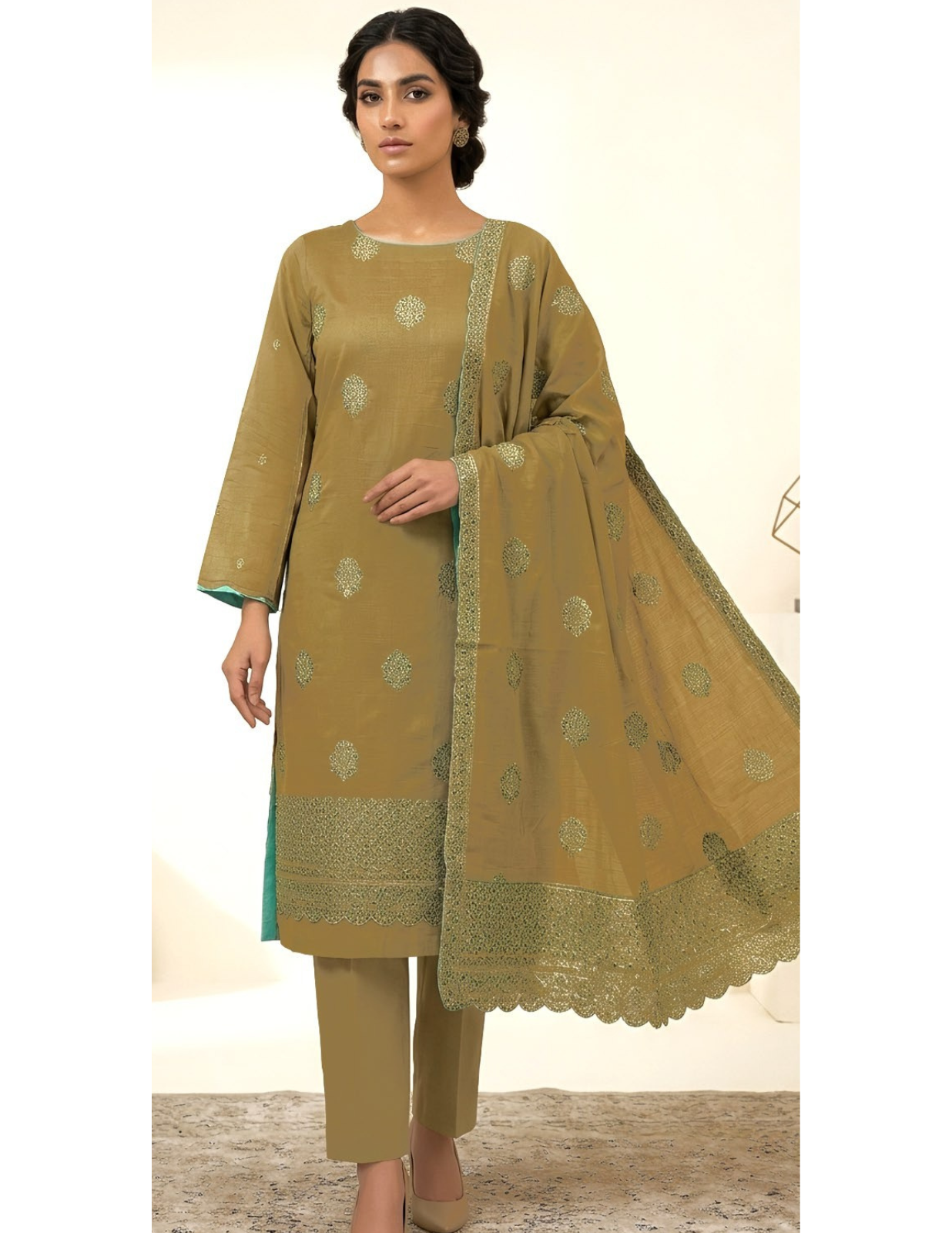 Premium Banadora Embroidered 3-Piece Unstitched Suit |Eid Special