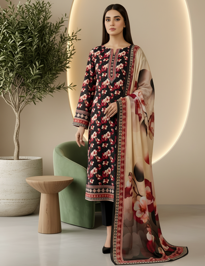 Elegant 3 Pc Printed Civic Lawn Suit with Dupatta